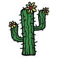 Cactus Flower Drawing Doodle Vector Art Illustration