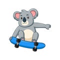 Cartoon cute baby koala playing skateboard Royalty Free Stock Photo