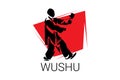 Wushu sport vector line icon. sportman, fighting stance.