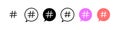 Hashtag icon set. Hashtag symbol. Social media marketing concept illustration pictogram. Vector cartoon hashtag icon in comic styl Royalty Free Stock Photo