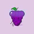 cute grape character with hopeless expression and sit down