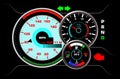 set of speedometers for dashboard analog device for speed. car interior speedometer control. futuristic speedometer car. Royalty Free Stock Photo