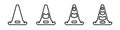 Two colored and black cone vector icons designed,traffic cone icon set, barrier symbol vector Illustration Royalty Free Stock Photo