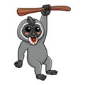 Cute little driil monkey cartoon hanging on tree Royalty Free Stock Photo