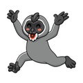 Cute little driil monkey cartoon walking