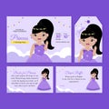 Purple princess first birthday invitation set