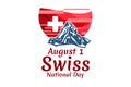 August 1, Swiss national day vector illustration. Royalty Free Stock Photo