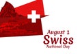 August 1, Swiss national day vector illustration. Royalty Free Stock Photo