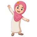 Happy Islamic girl isolated on white background