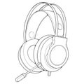 Line Art Headphones Vector Illustration, Music Concept, Line art vector, Portable earphones, Headphones Vector Royalty Free Stock Photo
