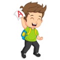 Cute happy little boy get good grade Royalty Free Stock Photo