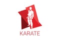 Karate sport vector line icon. sportman, fighting stance. Royalty Free Stock Photo