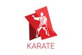 Karate sport vector line icon. sportman, fighting stance. Royalty Free Stock Photo