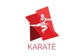 Karate sport vector line icon. sportman, fighting stance. Royalty Free Stock Photo