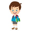 Cartoon little school boy holding a book Royalty Free Stock Photo