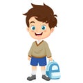 Cartoon little school boy holding a bag Royalty Free Stock Photo