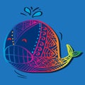 Hand drawn zentangle whale illustration Royalty Free Stock Photo