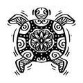 Hand drawn zentangle turtle illustration