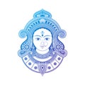 Hindu Gojddess Durga Face Illustration Vector Design