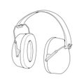 Line Art Headphones Vector Illustration, Music Concept, Line art vector, Portable earphones, Headphones Vector Royalty Free Stock Photo