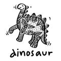 Hand drawn zentangle dinosaur illustration