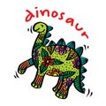 Hand drawn zentangle dinosaur illustration