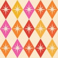 Mid century Modern Atomic starburst in orange and amber orange over dark background ic