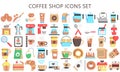 Coffee shop multi color icons set Royalty Free Stock Photo