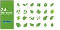 24 sets of leaf icons. EP10 Style vector. Leaf symbols that can be used for logos, medical, pharmaceutical, health Royalty Free Stock Photo