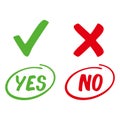 Yes or No button selection vector illustration. Suitable for graphic information or tips advice elements Royalty Free Stock Photo