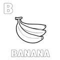 Coloring page banana fruit. Coloring and learning to recognize the letter B in vector