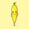 cute banana character with cool expression. green and yellow Royalty Free Stock Photo