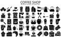 Coffee shop black filled icons set Royalty Free Stock Photo