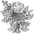 Drawing decorative beautiful peacock motif batik Royalty Free Stock Photo