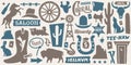 Western Icons Set | Cowboy Art Collection | Vector Wild West Resources