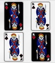 Skeleton King Poker Playing Cards in Hearts, spades, diamonds, and Clubs