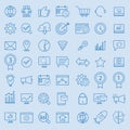 seo icon set with blue line