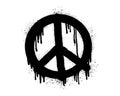 Spray painted graffiti Peace sign. on black over white. peaceful drip symbol. isolated on white background