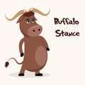 Buffalo Stance cartoon character Royalty Free Stock Photo