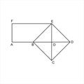 Illustration of a combination of two intersecting flat shapes. Merged rectangle with rhombus.