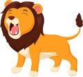 Cartoon happy lion roaring on white background Royalty Free Stock Photo