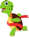 Cartoon a running turtle win the race