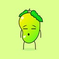 cute mango character with flat expression. green and orange Royalty Free Stock Photo