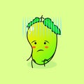 cute mango character with hopeless expression and sit down Royalty Free Stock Photo