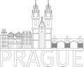 Prague doodle Line art design, Prague building doodle coloring design, Prague coloring design