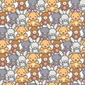 Cute Teddy Animals Cartoon Kids Background Pattern Seamless