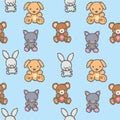 Cute Teddy Animals Kids Cartoon Kids Background Pattern Seamless