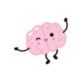 Cute funny smile human brain jumping character with happy face relax , Vector illustration kawaii icon design Isolated