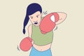 Illustrations Beautiful boxer woman throwing a punch with boxing glove