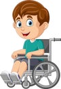 Cartoon happy disabled boy on wheelchair